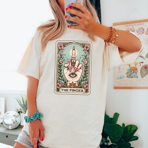The FINGER Funny Tarot Card T-shirt, Skeleton Hand Shirt, Humorous Adult Shirt, Sassy Witch Tee, Third Eye Witchy Shirt, Edgy fashion