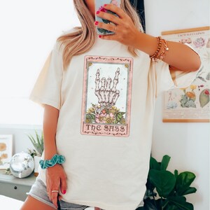 THE SASS Humorous Tarot Card T-shirt, Sarcastic Sweary Skeleton Shirt, Witchy Funny T-Shirt, Sassy Witch Tee, Hilarious Tarot Card