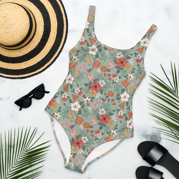 SR retro flower swimwear♡ MCM Retro Flower Power Bikini, Retro Vintage Look Bikini