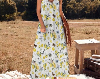 ankle length cotton summer dresses Organic Cotton Floral Slip Dress: Ankle Length Summer Sundress