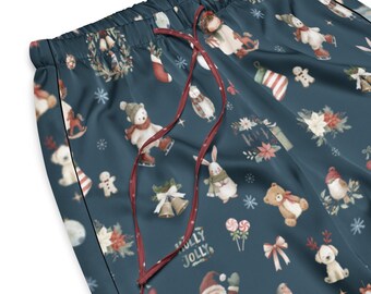 Pantalones de pijama de satén para mujer de cuento de hadas navideños, ropa de dormir navideña para el invierno, pantalones de pijama bonitos y femeninos.