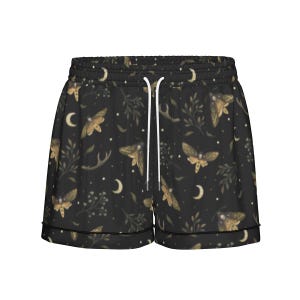 Death's Head HAWKMOTH 2 pcs Pajama set, Mystical Witchy satin pj set, Gothic Women’s short sleeve sh image 6
