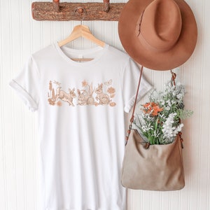 CUTE BUNNIES Shirt, Cottagecore T-shirt, Rabbit Shirt, Easter T-shirt, Floral Bunnies Shirt, Hare t-shirt, Spring shirt, Nature Lover gift