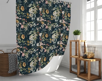 BOHO BLOEMEN douchegordijnen, COTTAGECORE bloemen badkamergordijnen, botanische badgordijnen, botanische douchegordijnen, cadeau natuurliefhebber
