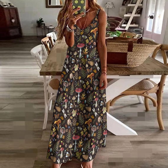 white christmas dresses Billie Green Frog & Mushroom Print Dress main image 1