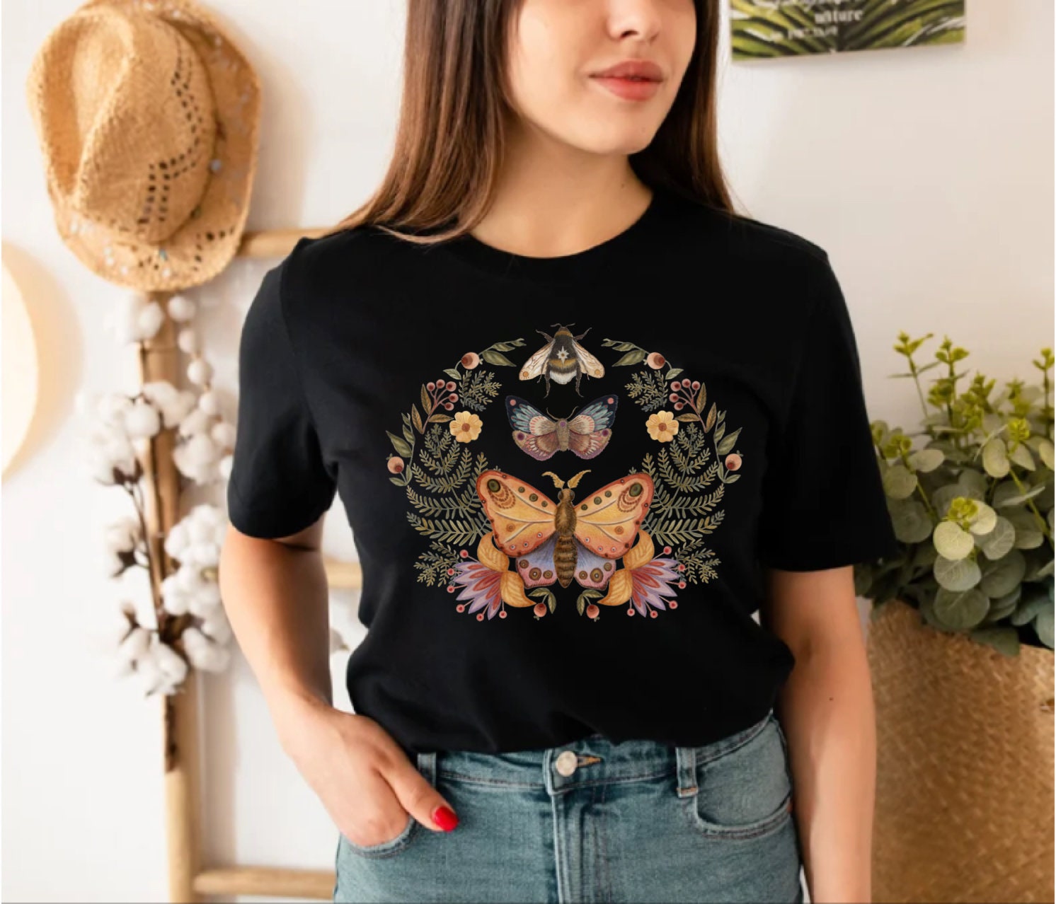 Boho Butterfly and Moth Shirt Floral Butterfly T-shirt for - Etsy