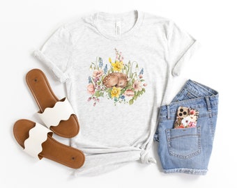 FLORAL DEER Shirt,  Deer T-shirt, Cottagecore T-shirt, Animal lover gift, Summer Garden shirt, Nature Lover gift, Gift for Mother