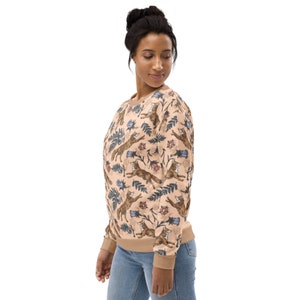 COTTAGECORE Sweatshirt with Fox Flowers & Fern Design, Autumn Forest Sweater, Floral Fox Sweatshirt, Animal Lover Gift