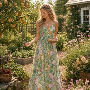 green pineapple garden organic cotton maxi dress Fruit Nosto Merch Test 2