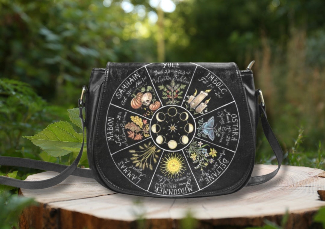 Wheel of the Year Crossbody Saddle Bag, Pagan Advent