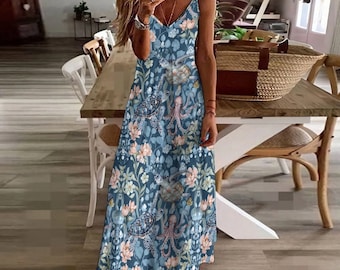 Colorful Italian Mosaic Tiles Sling Dress, Mediterranean Ankle