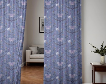 MAGISCHE MOTTE & DISTEL Fenstervorhang (1 Stück), Cottagecore Fenstervorhänge, mystische Verdunkelungsvorhänge, Fairycore Wohnzimmer Dekor