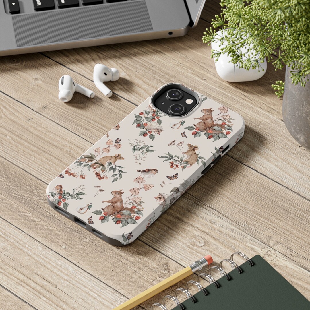 Cute Woodland Tough Cell Phone Case With Squirrel Mouse Bird Hedgehog ...