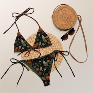 PUMPKIN GHOST Recycled string bikini, Halloween Swimsuit, Spooky Ghouls Bikini Set, Cottagecore Swimming Suit, Boho Witchy Bathing Suit