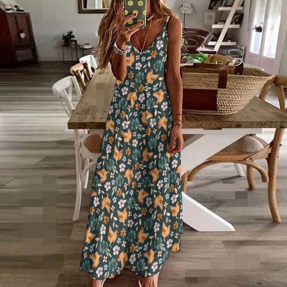 white christmas dresses Sleeveless Spaghetti Strap Long Dress – Boho A-Line Mid-Calf Dress – Boho  Beach Hut main image 0