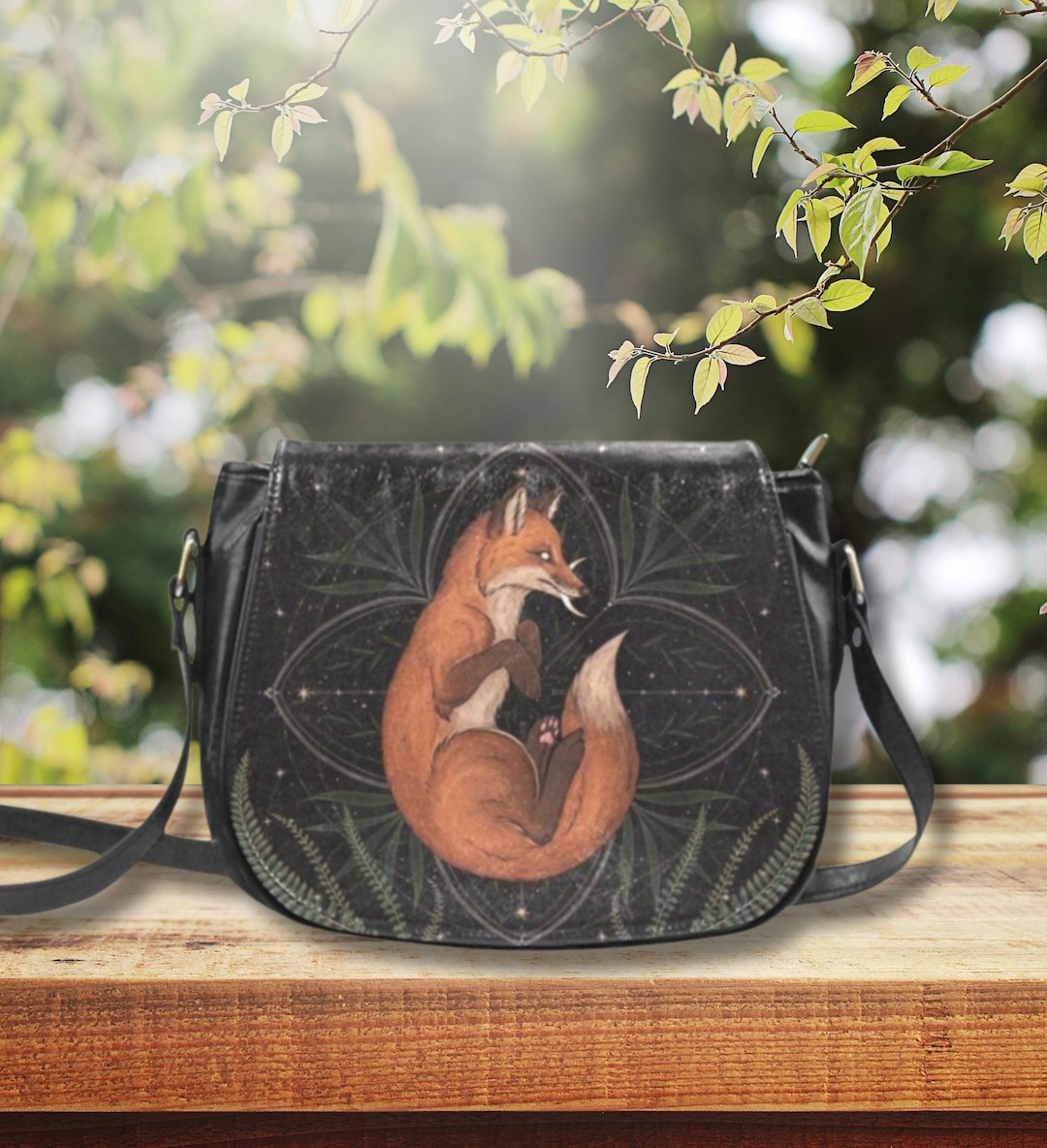 CELESTIAL FOX Crossbody Saddle Bag, Moon Fox Shoulder Bag