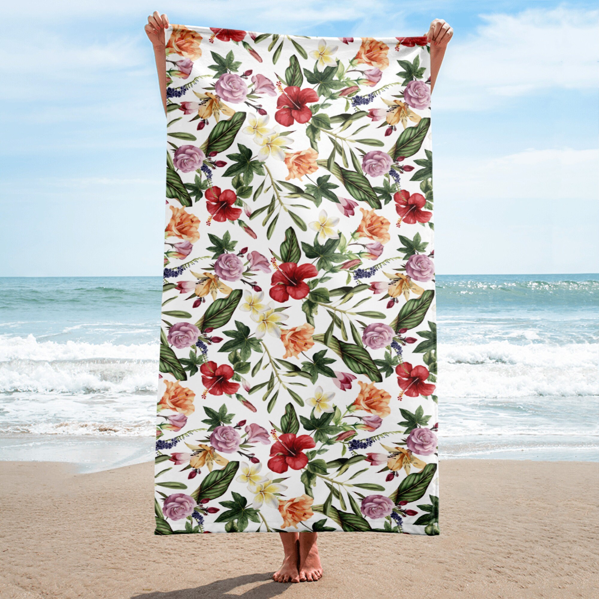 Tropical Sofa Cover - Hibiscus & Butterfly by Coastal Passion