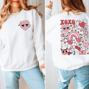 VALENTINES DAY SWEATSHIRT Back & Front Design, Groovy Retro Valentine's Day Shirt, Cute Cupid Shirt, Love Sweater, Hearts Shirt Gift for her