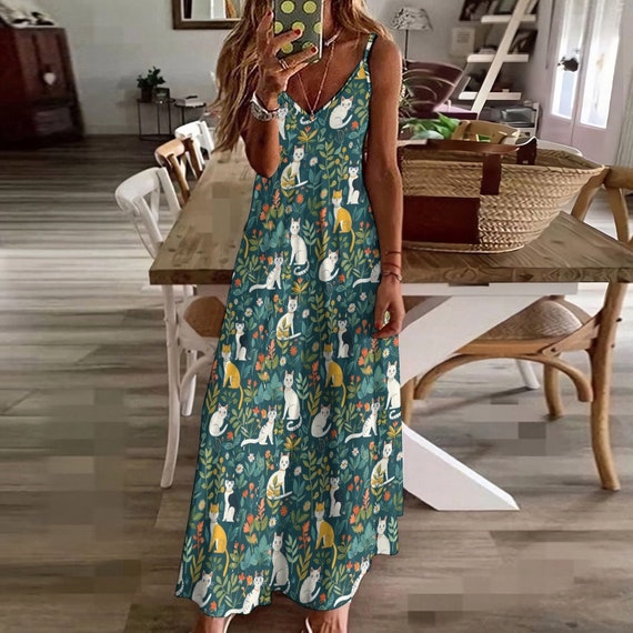 casual full length maxi dress Women Long Sleeve Loose Plain Maxi Dresses with Pockets, Small