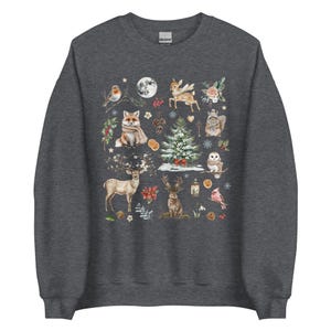 WINTER WONDERLAND ANIMALS Sweatshirt, Christmas Sweater, Winter Holidays Sweatshirt, Cute Forest Animals Pullover, Cottagecore Sweater