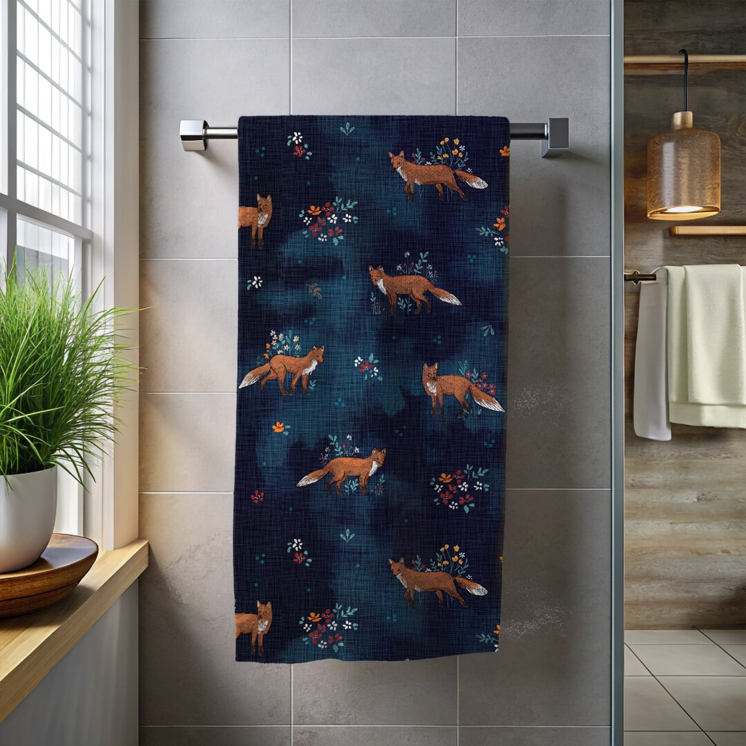 COTTAGECORE FOX Bath/beach Towel, Floral Fox Beach Towel, Fox Swimming ...