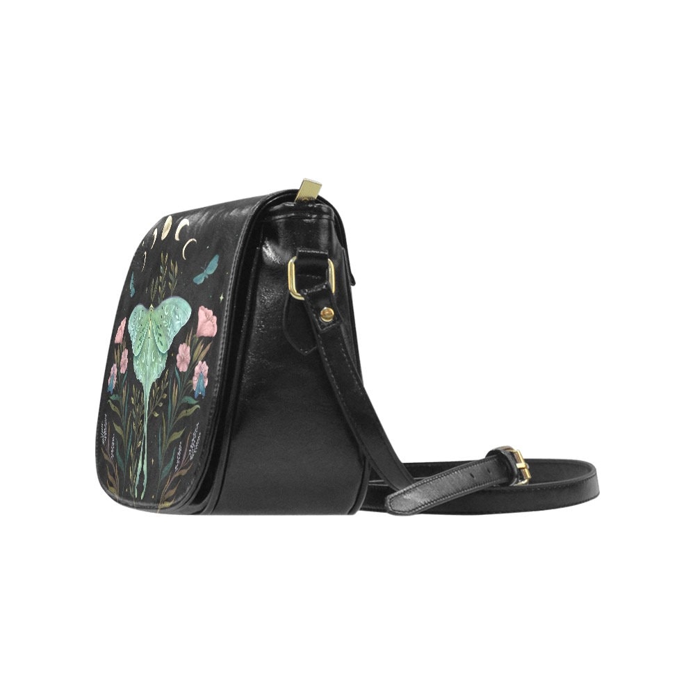 WELLFLYHOM Mushroom Moth Crossbody Bag For Girls & Women - Small Messenger Purse, Adjustable Strap, 6.7x9.1 Inches
