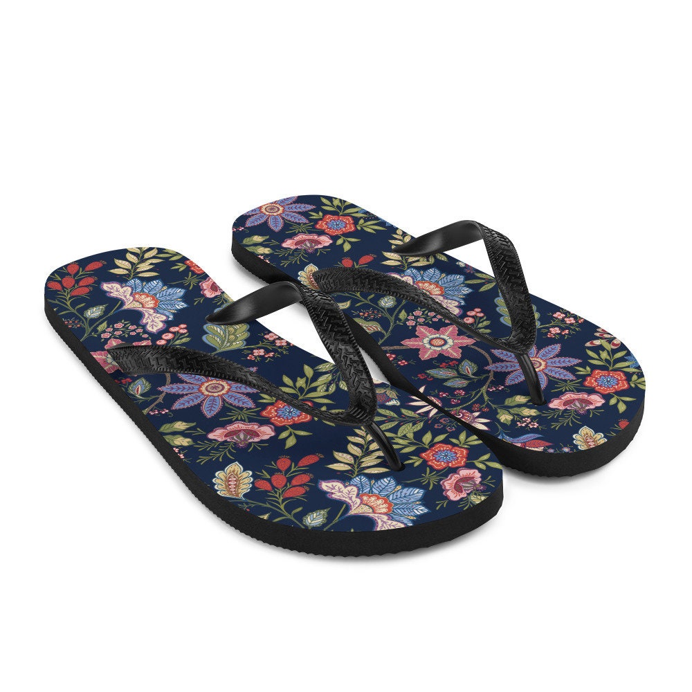 Discover FLORAL Flip-Flops, Retro Flowers Flip Flop