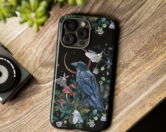 BLACK RAVEN タフな携帯電話ケース、魔女っぽいもの、ハロウィンの携帯電話ケース、 - iPhone、Google Pixel、Samsung Galaxy - 保護スマートフォンケース