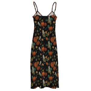 PUMPKIN GHOST Spaghetti Straps Maxi Dress, Boho Witchy Sling Dress, Fall inspired Ankle Length Sundress, Pumpkin Patch Halloween Dress image 5