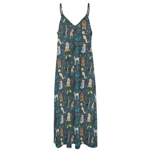 CUTE DOGS Sling Dress, Rain Puppies Ankle Length Sling Dress, Garden Party Style Maxi Dress, Cottagecore Sundress, Dog Mama Gift, Fall Dress Bild 4