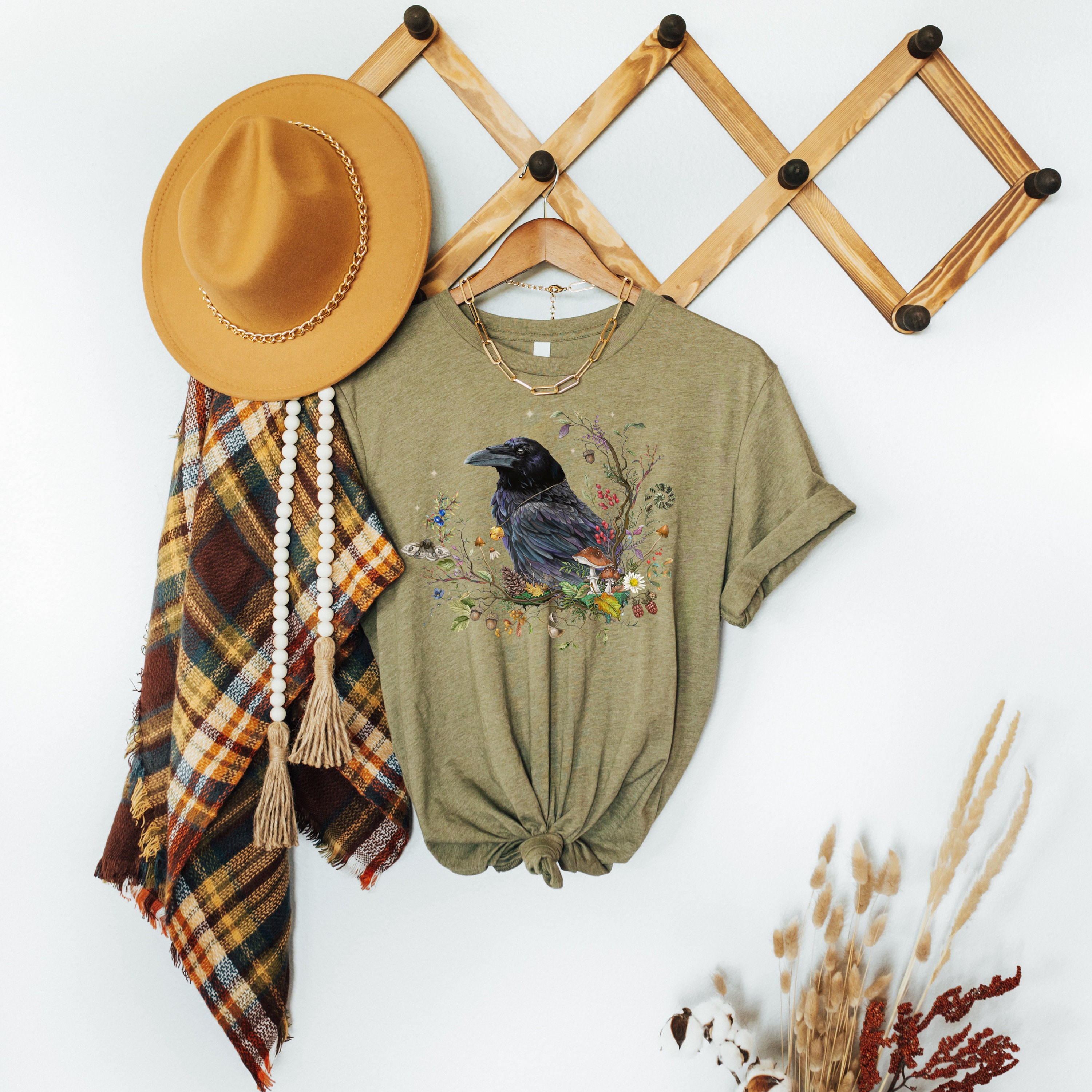 RAVEN T-shirt, Black Crow Shirt, Dark Cottagecore Tee, Witchy