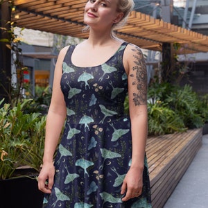 LUNA MOTH DANCE All-Over Print Skater Dress, Mystical Festival Dress with Butterflies & Flowers, Floral Dress