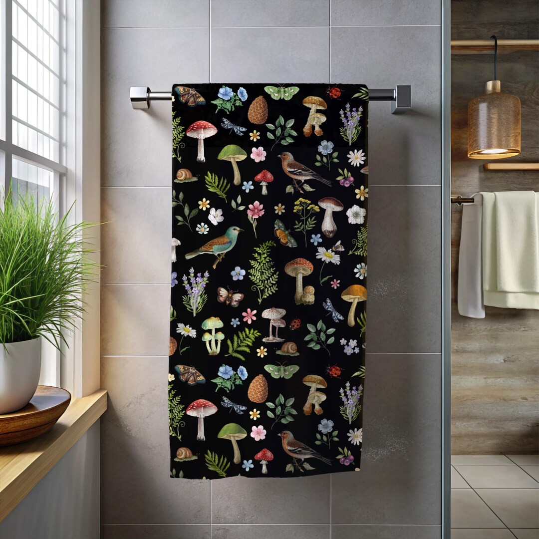 FOREST BIRDS Beach/bath Towel, Cottagecore Bathroom Towel Forest Birds ...