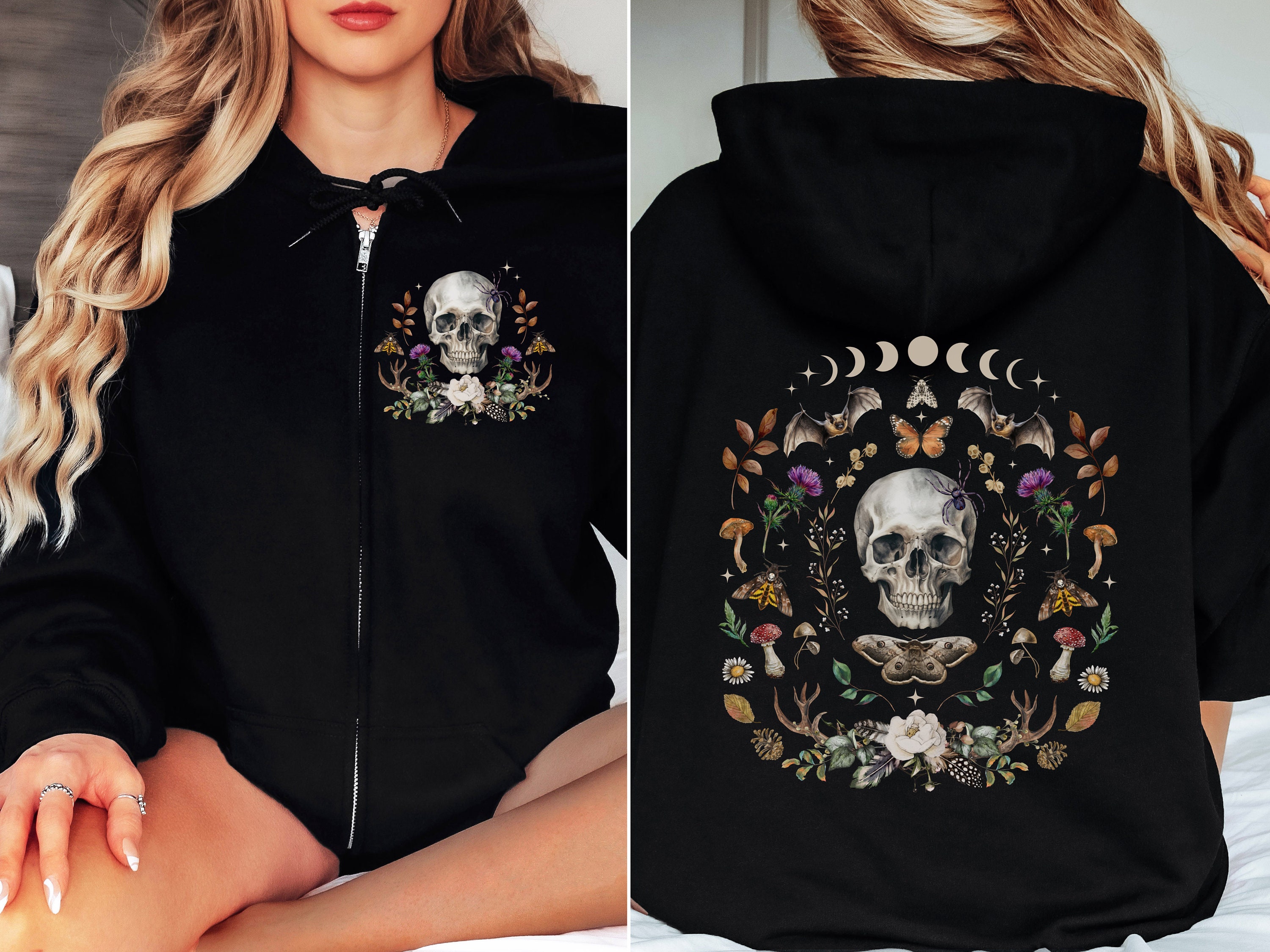 Skull Hoodie Zip Up - Etsy Skull Hoodie Zip Up - Etsy