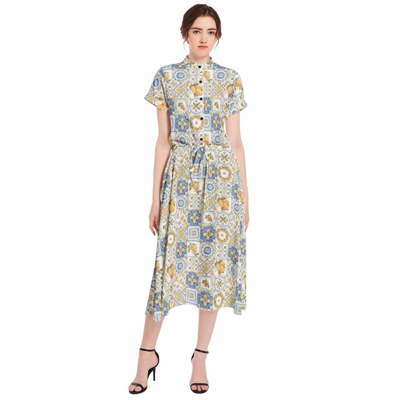 LIMONCELLO Drawstring Waist A-line Flared Midi Dress, Lemon Dress, Mediterranean Tiles Boho Retro Maxi Dress, Italy Inspired Button up Dress - Etsy New Zealand LIMONCELLO Drawstring Waist A-line Flared Midi Dress, Lemon Dress, Mediterranean Tiles Boho Retro Maxi Dress, Italy Inspired Button up Dress - Etsy New Zealand