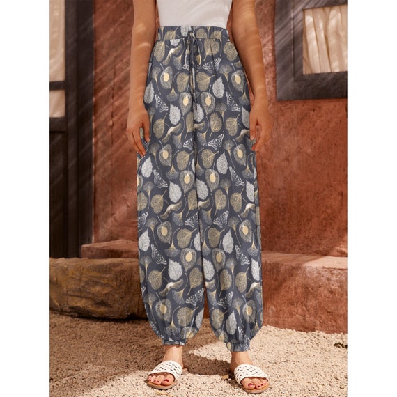 LEAVES Carrot Pants, Wide-legged Summer Pants, Casual Loose