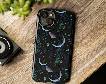 MAGICAL MOON & MOTH Tough Cell Phone Case, Garden Moth Phone Case, Witchy Phone Case, Mystical Case, - iPhone, Google Pixel, Samsung Galaxy