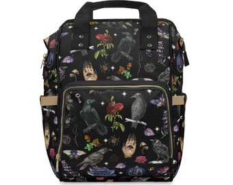 Vintage BLACK RAVEN and Crow Gothic Backpack for Witchy Mama 