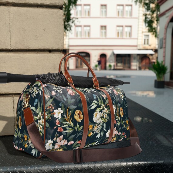 BOHEMIAN FLOWERS Waterproof Carry on Travel Bag, Boho Garden