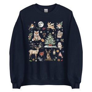 WINTER WONDERLAND ANIMALS Sweatshirt, Christmas Sweater, Winter Holidays Sweatshirt, Cute Forest Animals Pullover, Cottagecore Sweater