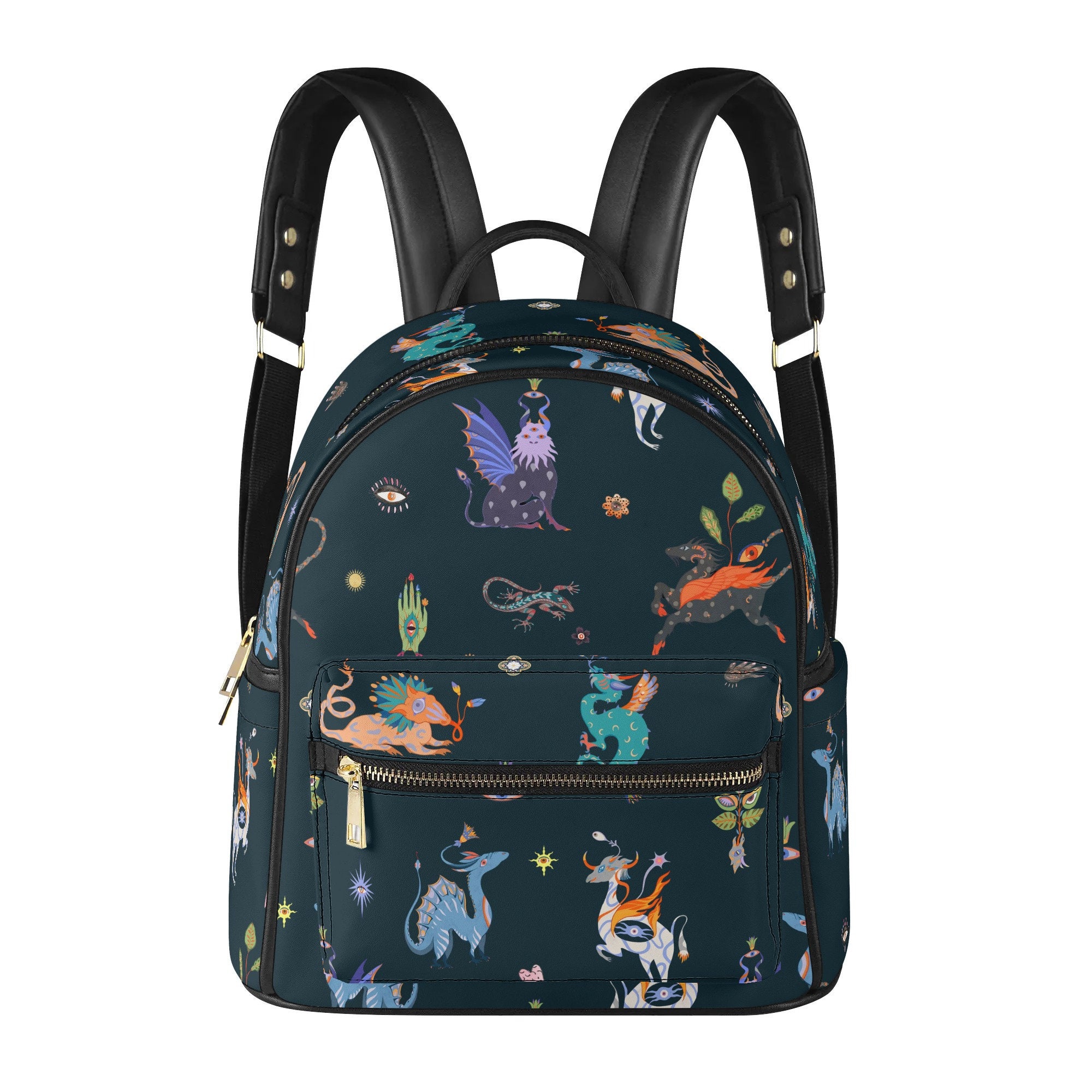 colourful creatures mini backpack FANTASY DRAGONS Small Backpack, Mythical Creatures Backpack, Fairycore  Vegan Leather Backpack, Book Lover Bag, Fantasy Reader Gift
