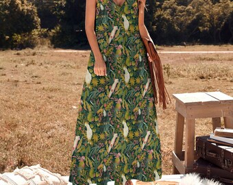 linen toucan tree midi dress FARM Rio | Dresses | Farm Rio Linen Toucan Tree Midi Dress