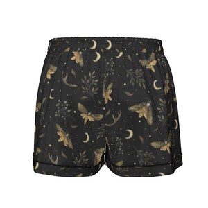 Death's Head HAWKMOTH 2 pcs Pajama set, Mystical Witchy satin pj set, Gothic Women’s short sleeve sh image 8