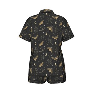 Death's Head HAWKMOTH 2 pcs Pajama set, Mystical Witchy satin pj set, Gothic Women’s short sleeve sh image 5
