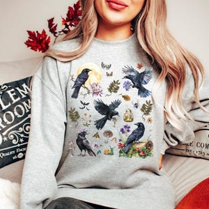 RAVENS FALL inspired Sweatshirt, Wimsigoth Autumn Sweater, Black Crow Pullover, Gothic Aesthetic, Halloween Sweatshirt Mystical Forest Shirt