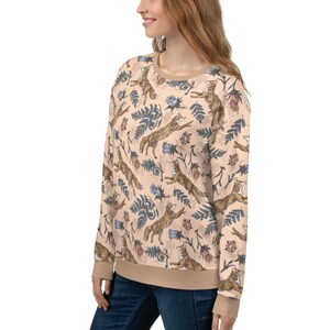 COTTAGECORE Sweatshirt with Fox Flowers & Fern Design, Autumn Forest Sweater, Floral Fox Sweatshirt, Animal Lover Gift