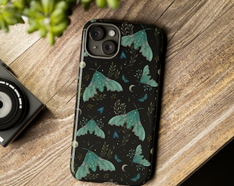 LUNA MOTH DANCE Tough Cell Phone Case, Mystical Moon Moth Phone Case, Cottagecore Butterflies Case, - iPhone, Google Pixel, Samsung Galaxy
