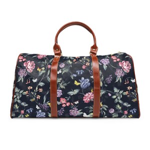 BOHEMIAN GARDEN Travel Luggage Bag, FLORAL Waterproof Travel Bag, Flowers Carry On Fight Bag, Botanical Duffle Bag, Unique Suitcase