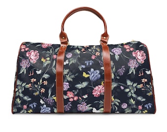 BOHEMIAN GARDEN Travel Luggage Bag, FLORAL Waterproof Travel Bag, Flowers Carry On Fight Bag, Botanical Duffle Bag, Unique Suitcase