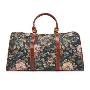 LATE SUMMER GARDEN Travel Luggage Bag, Floral Birds Waterproof Duffle Bag, Flowers Carry On Fight Bag, Botanical Duffle Bag, Unique Suitcase